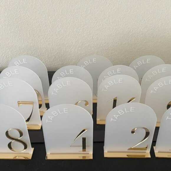 Gold and White Frosted Table Numbers - Picture 2 of 5